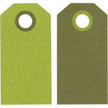 Cadeaulabels, lime green/donkergroen, afm 6x3 cm, 250 gr, 20stuks