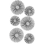 Rosettes, glitter zilver, d: 35+50 mm, 6 stuk/ 1 doos