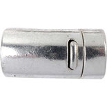 Magnetische sluiting, antiek zilver, d: 26 mm, gatgrootte 10 mm, 1 stuk