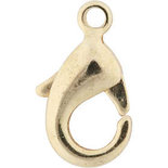 Karabijnsluiting, verguld, L: 10,1 mm, 5 stuk/ 1 doos
