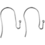Franse oorbelhaken, verzilverd, L: 21 mm, dikte 0,7 mm, 6 stuk/ 1 doos