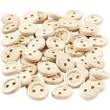 Houten knopen, d: 8 mm, 2 gaten, 50 stuk/ 1 doos