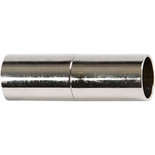 Magnetische sluiting, verzilverd, L: 20 mm, gatgrootte 5 mm, 2 stuk/ 1 doos