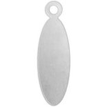 Metalen label, aluminium, ovaal, afm 20x5 mm, gatgrootte 1,9 mm, dikte 1,3 mm, 20 stuk/ 1 doos
