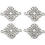Sieraden hanger, verzilverd, d 15 mm, gatgrootte 1,2 mm, 4 stuk/ 1 doos