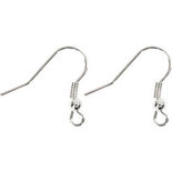Franse oorbelhaak, verzilverd, L: 18 mm, 10 stuk/ 1 doos