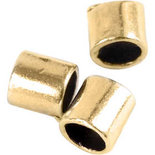 Knijpkralen tube, verguld, afm 2x2 mm, gatgrootte 1,4 mm, 80 stuk/ 1 doos
