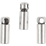 Eindkappen, verzilverd, L: 8 mm, d: 2 mm, 10 stuk/ 1 doos
