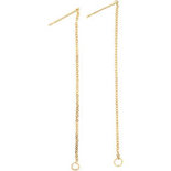 Oorbellen van ketting, verguld, L: 70 mm, 1 paar/ 1 doos
