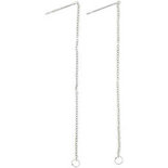 Oorbellen van ketting, verzilverd, L: 70 mm, 1 paar/ 1 doos