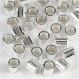 Knijpkralen, sterling zilver, d 2 mm, 50 stuk/ 1 doos