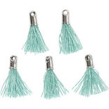 Tassel, groen, L: 10 mm, gatgrootte 1 mm, 5 stuk/ 1 doos