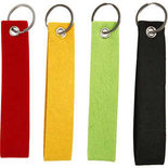 Sleutelhanger, zwart, groen, rood, geel, afm 3x15 cm, 4 stuk/ 1 doos