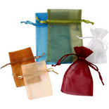 Organza zakjes, diverse kleuren, afm 7x10+10x15 cm, 30 stuk/ 1 doos
