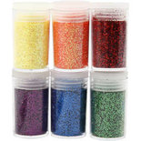 Glitter, diverse kleuren, 6x5 gr/ 1 doos