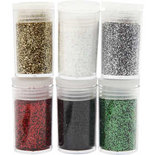 Glitter, diverse kleuren, 6x5 gr/ 1 doos