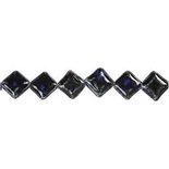 Keramiek kralen, l: 19x19 mm, gatgrootte 2 mm, blauw, vierkant, 11stuks