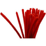 Chenille Draad - Draad - Nylon;Metaal - Rood - 9mmx30cm - Creotime - 25 Stuks