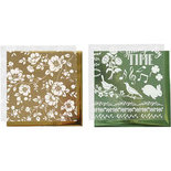 Deco folie en transfervel, goud, groen, bloemen, 15x15 cm, 2x2 vel/ 1 doos