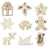 Hout decoratie, kerstmis, afm 28 mm, 45 stuk/ 1 doos