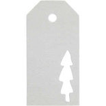Cadeaulabels, zilver, kerstboom, afm 5x10 cm, 300 gr, 15 stuk/ 1 doos
