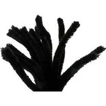 Chenilledraad - Pijpenraggers - Zwart - L: 30 cm, dikte 6 mm - Creotime - 15 stuks