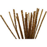 Chenilledraad, goud, L: 30 cm, dikte 6 mm, glitter, 24 stuk/ 1 doos