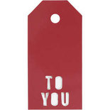 Cadeaulabels, rood, TO YOU, afm 5x10 cm, 300 gr, 15 stuk/ 1 doos