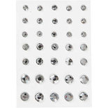 Strasstenen, zilver, ronde kegel, afm 6+8+10 mm, 35 stuk/ 1 doos