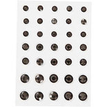 Strasstenen, afm 6+8+10 mm, grijs, ronde kegel, 35stuks