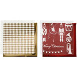 Deco folie en transfer vel, goud, rood, wit, notenkraker, kerstman en ballerina, 15x15 cm, 4 vel/ 1 doos