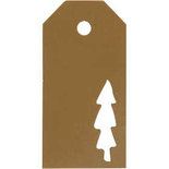 Cadeaulabels, goud, kerstboom, afm 5x10 cm, 300 gr, 15 stuk/ 1 doos