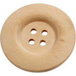 Houten knopen, d: 40 mm, gatgrootte 3 mm, china berry, 4 gaten, 6stuks