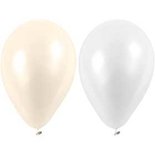 Ballonnen, wit, parelmoer, rond, d: 23 cm, 10 stuk/ 1 doos