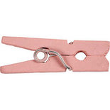 Mini wasknijpers, lichtrood, L: 25 mm, B: 3 mm, 36 stuk/ 1 doos