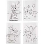 Krimpfolie met motieven, vel 10,5x14,5 cm, mat transparant, kinderen en dieren, 4vellen