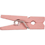 Mini wasknijpers, l: 25 mm, b: 3 mm, lichtrood, roze, 36stuks