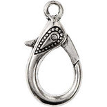Karabijnslot, antiek zilver, L: 30 mm, gatgrootte 3 mm, 4 stuk/ 1 doos
