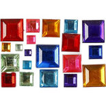 Strasstenen, afm 4-10 mm, diverse kleuren, vierkant, 15gr