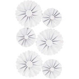 Rosettes, wit glitter, d 35+50 mm, 6 stuk/ 1 doos