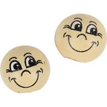 Houten ballen met gezichten, licht beige, d 12 mm, 20 stuk/ 1 doos
