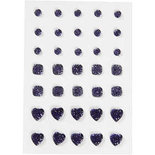 Strasstenen, blauw, rond, vierkant, hart, afm 6+8+10 mm, 35 stuk/ 1 doos