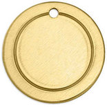 Metalen label, koper, ring, d: 20 mm, gatgrootte 1,85 mm, dikte 1 mm, 6 stuk/ 1 doos