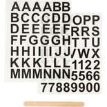 Rub-on Sticker , zwart, letters en cijfers, H: 17 mm, 12,2x15,3 cm, 1 doos