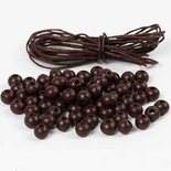 Houten kralen en katoenkoord, d: 8 mm, dikte 3 mm, bruin, 1set