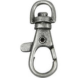 Karabijnsluiting, groot, 40 mm, antiek zilver, 15stuks