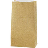 Papieren zakken, goud, H: 17 cm, afm 6x9 cm, 170 gr, 8 stuk/ 1 doos