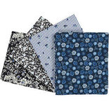 Patchwork stof, blauw, 45x55 cm, 100 gr, 4 stuk