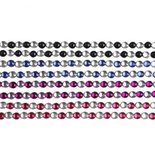 Strasstenen stickers, zwart, blauw, paars, rood, L: 15 cm, B: 4 mm, 8 vel/ 1 doos