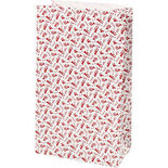 Papieren zakken, rood, wit, trompet, H: 21 cm, afm 6x12 cm, 80 gr, 8 stuk/ 1 doos